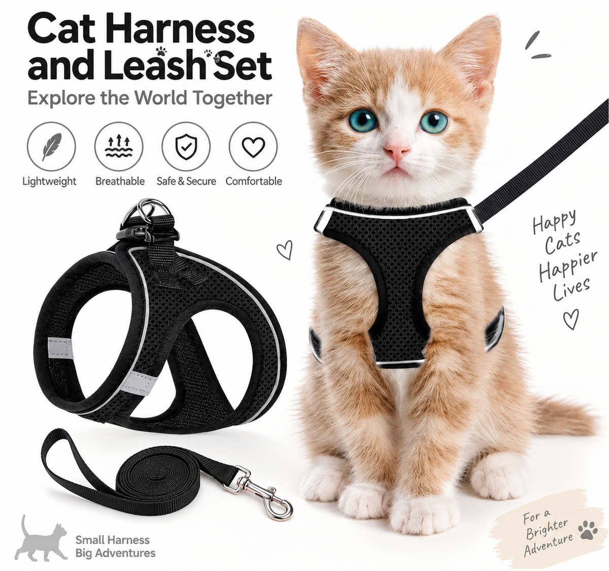 Comfort Cat Harness & Leash Set