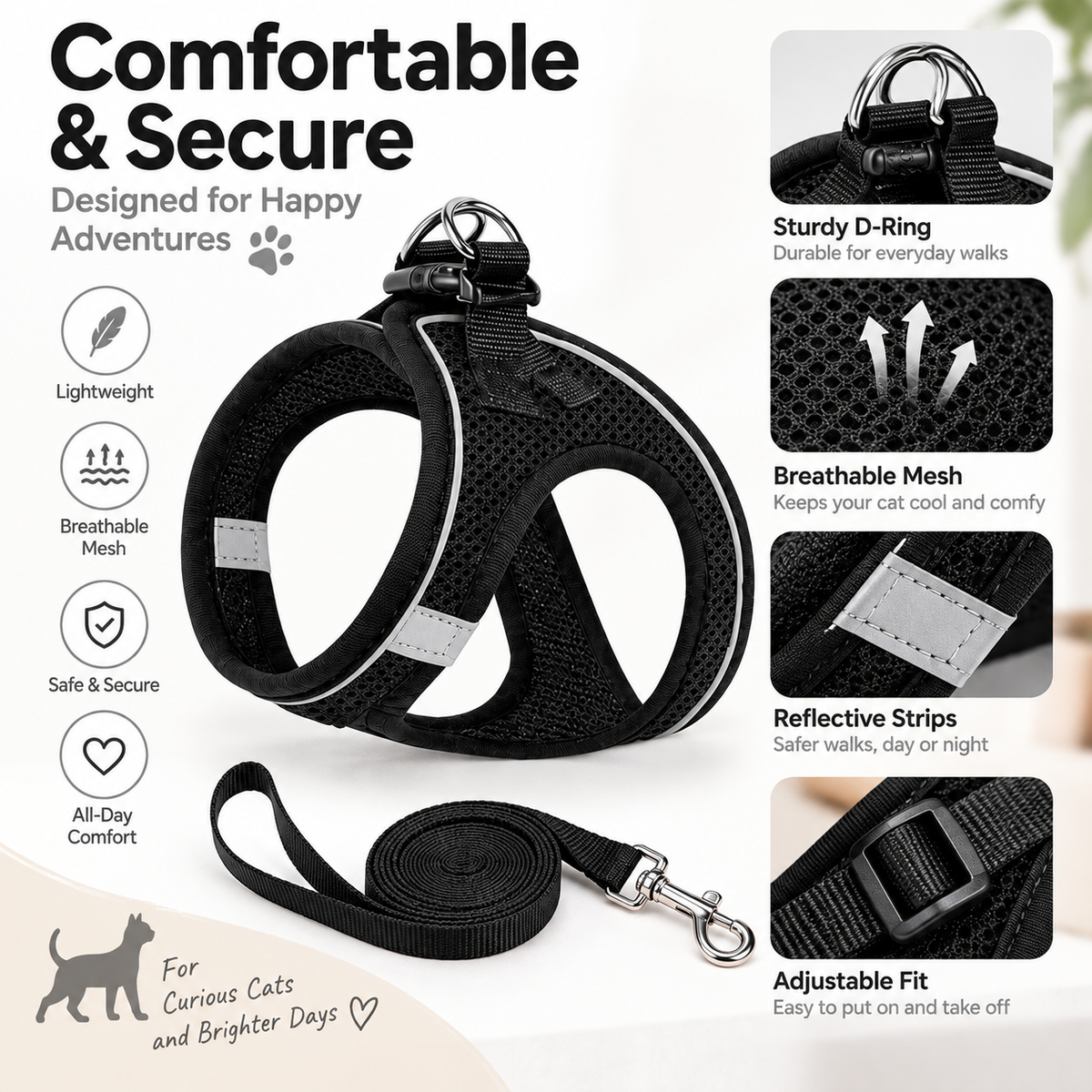Comfort Cat Harness & Leash Set